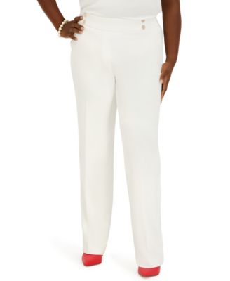 Women's Pull-On Rivet Faux Extend Tab Trousers