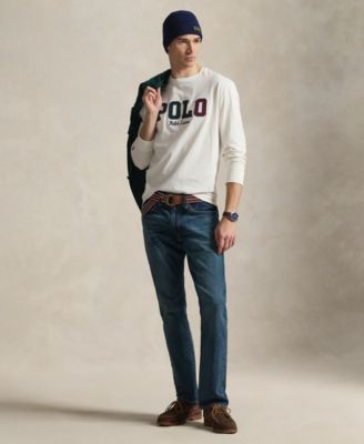 Men's Long-Sleeve Plaid-Logo Applique T-Shirt