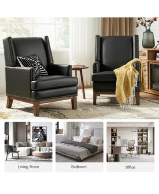 Regina Genuine Leather Arm Chair with Solid Wood Frame