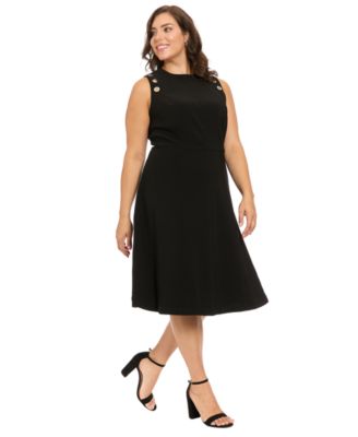 Plus-Size Grommet Shoulder Midi Dress