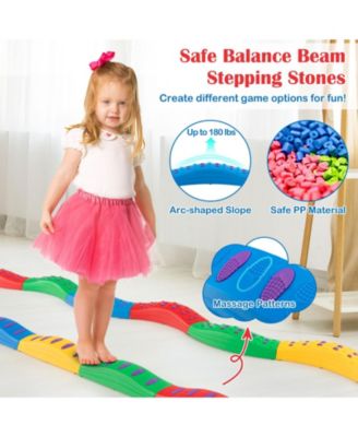 Colorful Kids Wavy Balance Beam with Textured Surface and Non-slip Foot Pads