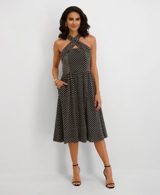 kensie - Women's Embroidered Halter Neck Dress