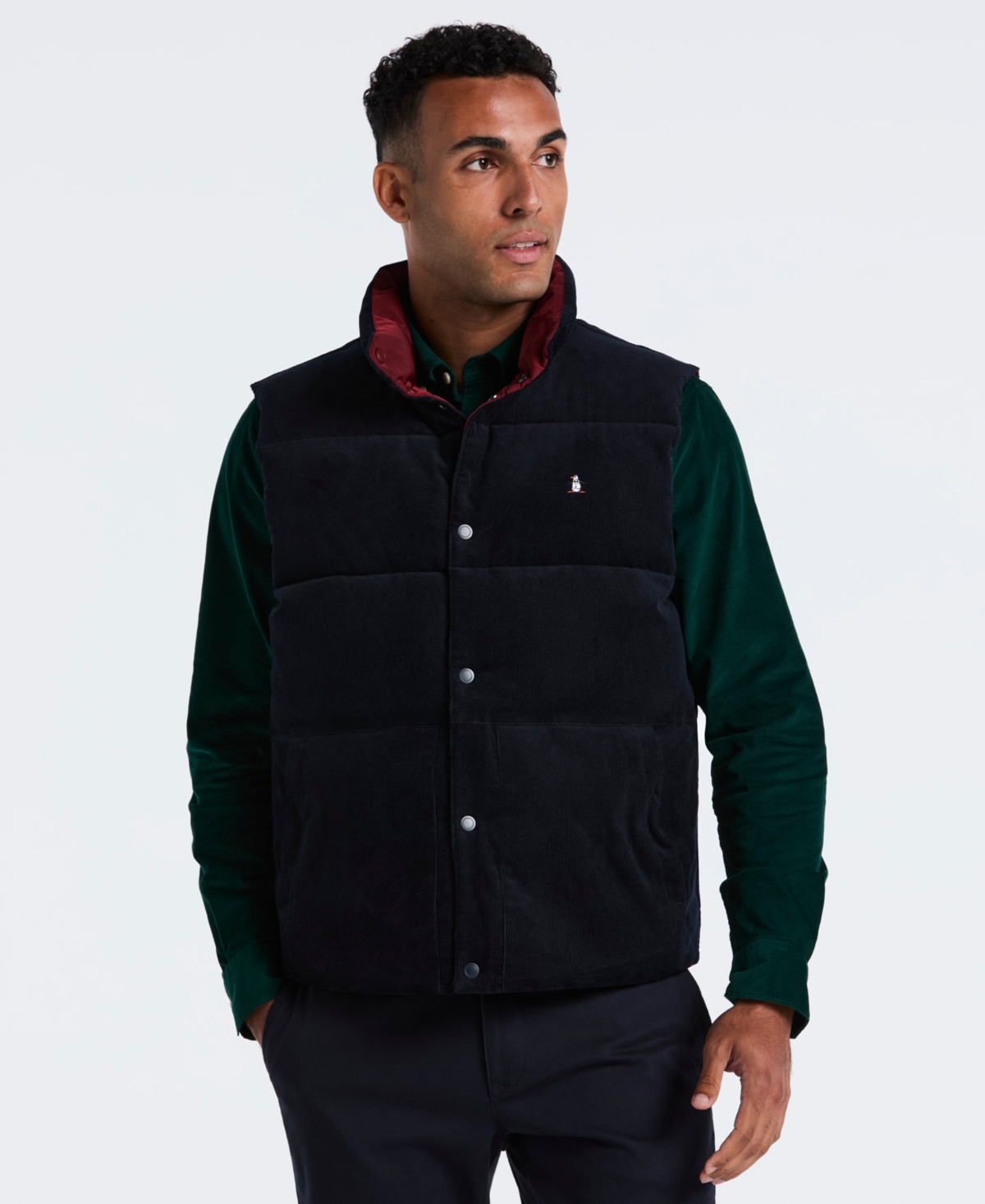 Original Penguin Men's Reversible Corduroy Puffer Vest