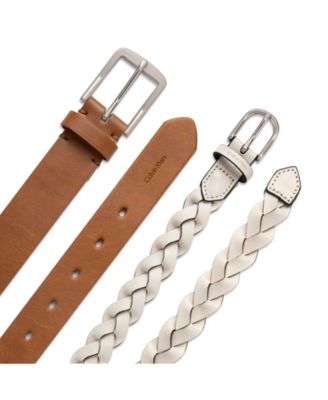 Women's Two Pack - Skinny Braid and Harness Buckle Belt Set