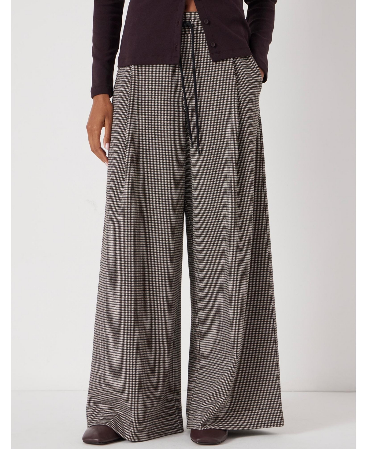 Hush Women's Check Wide Leg Jersey Pants