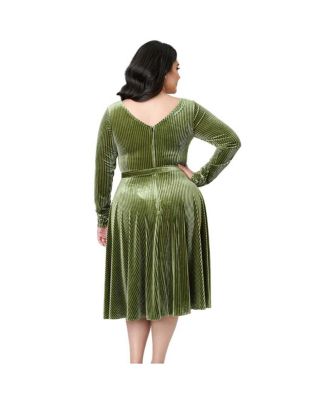 Plus Size Three Quarter Sleeve Belted Devon Swing Dress