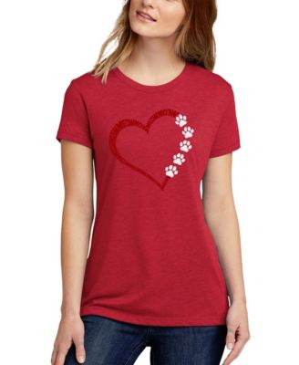 Women's Meow Heart Word Art Crew Neck T-Shirt