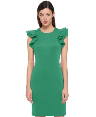 Women's Ruffle-Sleeve Sheath Dress