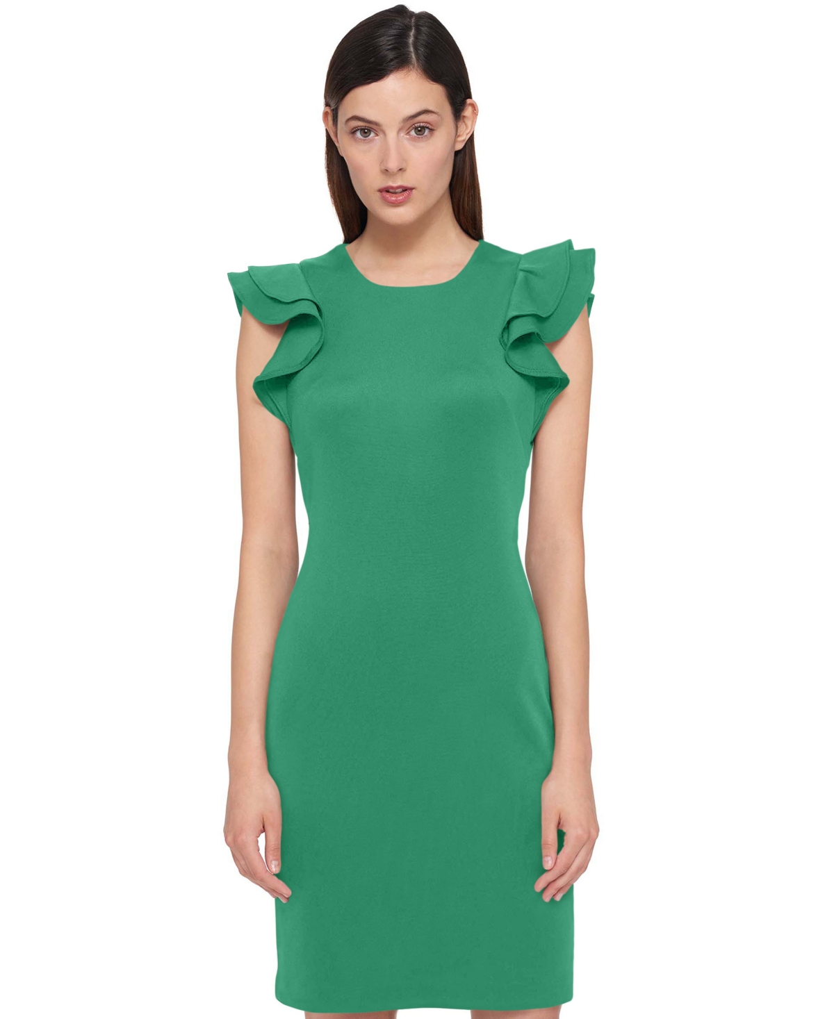 Tommy Hilfiger Women's Ruffle-sleeve Sheath Dress In Green