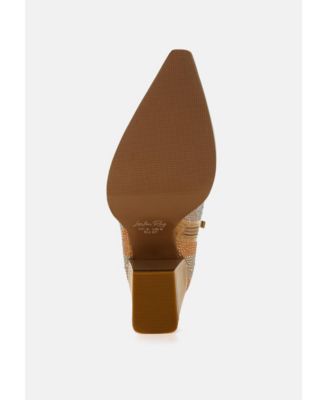 Womens Mugler Rhinestones Embellished Ankle Boots