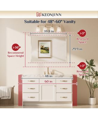 Inch Beveled Bathroom Vanity Mirror Shatterproof Frameless Wall Mirrored Over Sink Horizontal/Vertical