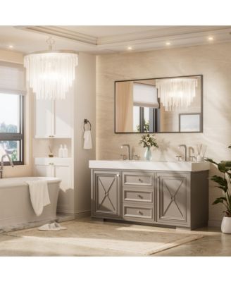 Inch Brushed Black Bathroom Vanity Mirror Metal Framed Over Sink Wall Mirror Horizontal/Vertical