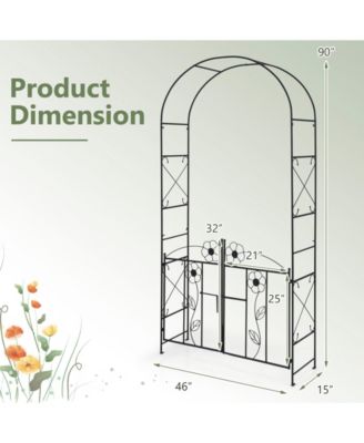 2 in 1 Garden Arbor with Door and Latch for Outdoor Lawn-Black