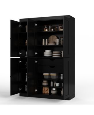 100% Solid Wood Pantry Cabinet with Raised Panel Doors, Adjustable Shelves, 48.5" Wide, 71.5" Tall