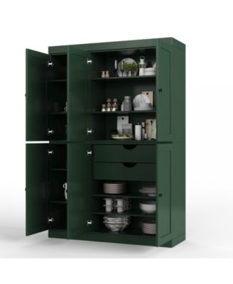 100% Solid Wood Pantry Cabinet with Raised Panel Doors, Adjustable Shelves, 48.5" Wide, 71.5" Tall