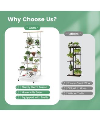 4-Tier Hanging Plant Stand with Hanging Bar