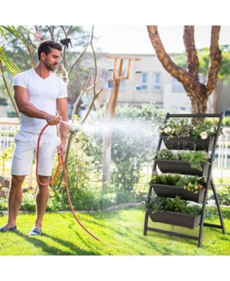 4-Tier Vertical Raised Garden Bed with 4 Containers and Drainage Holes