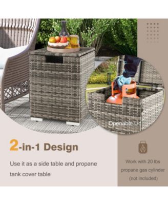 2-in-1 Patio Rattan Gas Propane Tank Cover for 20 lbs Propane Tanks