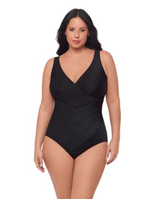 Women's Plus Must Haves Oceanus Tummy Control One-Piece Swimsuit
