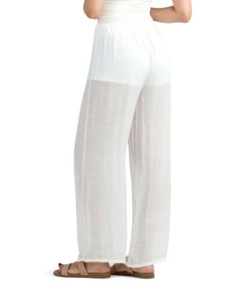 Junior's Resort Gauzy Texture Mid Rise Wide Leg Pants