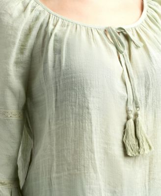 Junior's Resort Gauzy Texture Scoop Neck Top