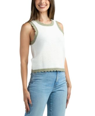 Juniors' Resort Sleeveless Scoop Neck Sweater