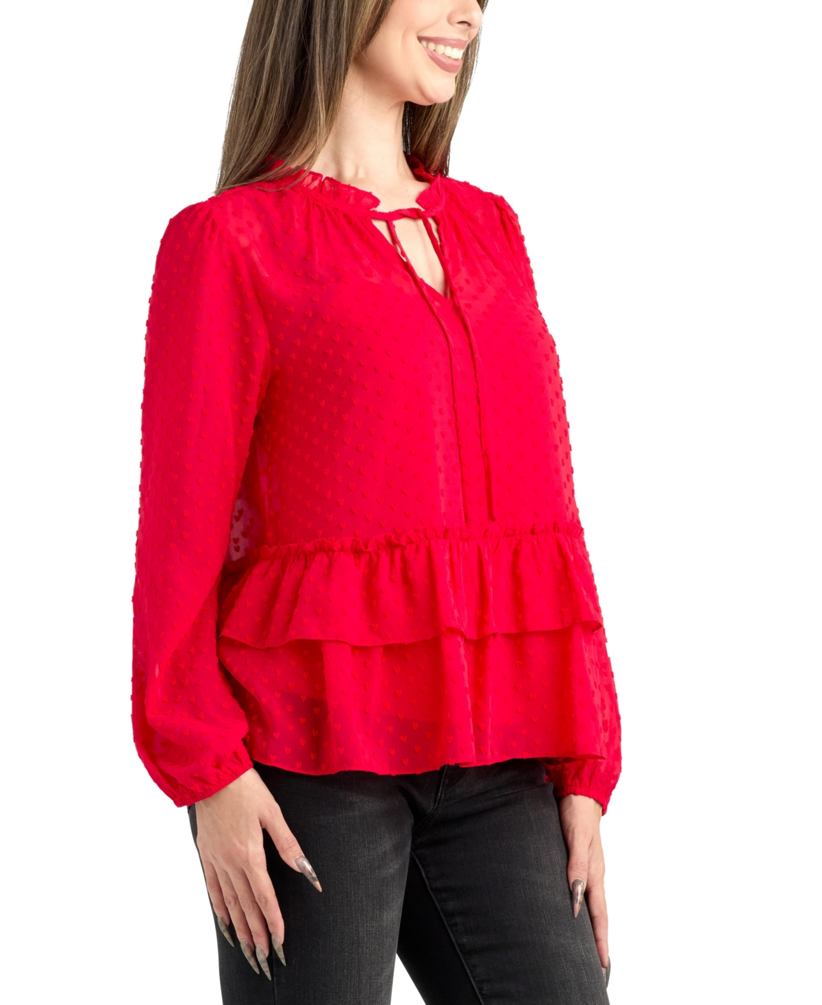 Bcx Junior's Heart Clip Long-Sleeve Top