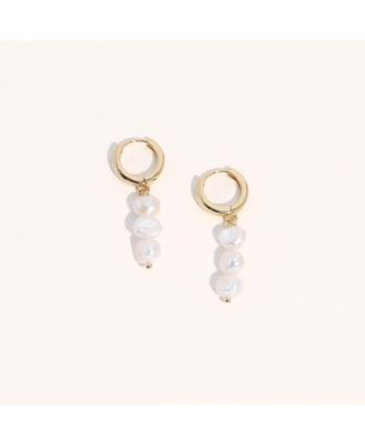 Freshwater Pearl Drop Hoop Earrings
