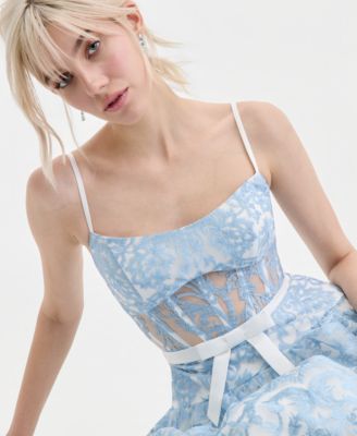 Juniors' Sweetheart-Neck Embroidered Gown 