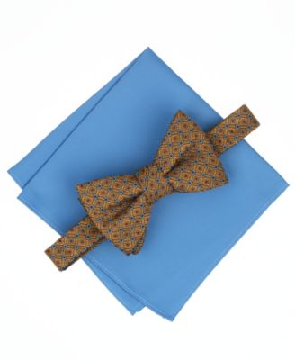 Men's Geo-Pattern Bow Tie & Solid Pocket Square 2-Piece Set, Exclusively at Macy's
