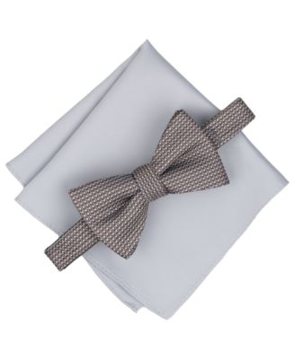 Men's Mini-Pattern Bow Tie and Solid Pocket Square 2-Piece Set, Exclusively at Macy's