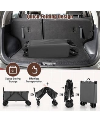 Collapsible Folding Wagon Cart with Adjustable Handlebar-Gray