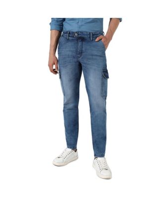 Men's Medium-Wash Cargo Denim Jeans