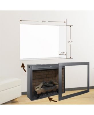 28inch Infrared Electric Fireplace Insert, Touch Panel Home Decor Heater, Smokeless Firebox