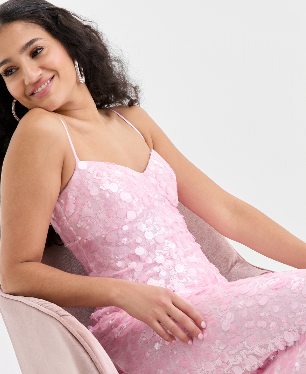 City Studios Juniors' Sweetheart-Neck Sequin Gown, Created for Macy's