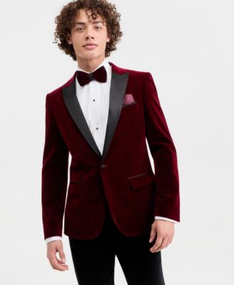Mens Slim Fit Peak Lapel Velvet Sport coat