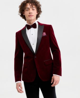 Mens Slim Fit Peak Lapel Velvet Sport coat - Macy's