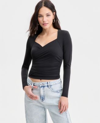 Women's Long-Sleeve Sweetheart-Neck Knit Top