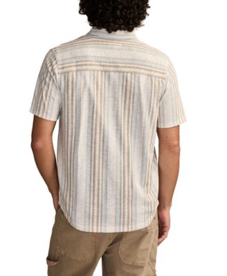 Men's Short-Sleeve Striped Linen Knit Shirt