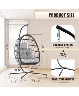 Indoor Outdoor Wicker Egg Chair with Stand & Cushion