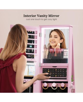 360° Swivel Jewelry Armoire with LED Full-Length Mirror