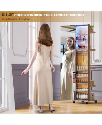 360&deg; Rotating LED Jewelry Armoire with Side Mirror & Shelves