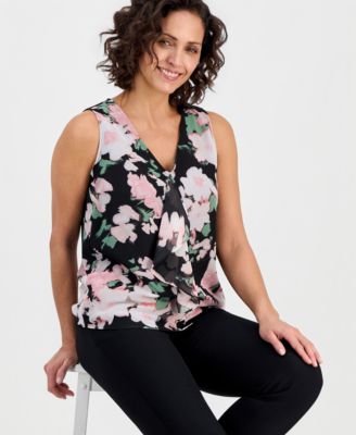 Women's Printed Ruffled Sleeveless Blouse