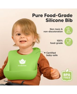2-Pack Silicone Bibs For Babies, Food Grade Silicone Baby Bibs for Eating, Feeding, Toddler Bibs, Boys, Girls