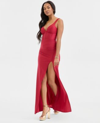 Juniors' Corset Lace-Up-Back Gown