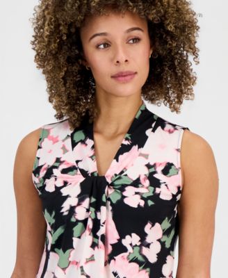 Women's Printed Knot-Neck Sleeveless Top