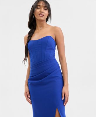 Juniors' Strapless Sweetheart-Neck Corset Gown