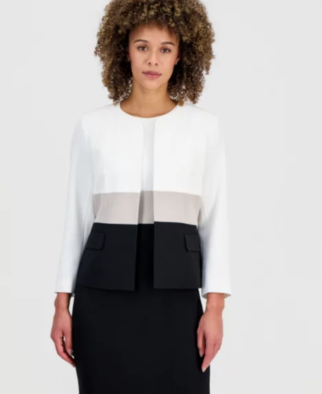 Women's Colorblock Open-Front Blazer, Regular & Petite - Vanilla Ice Multi