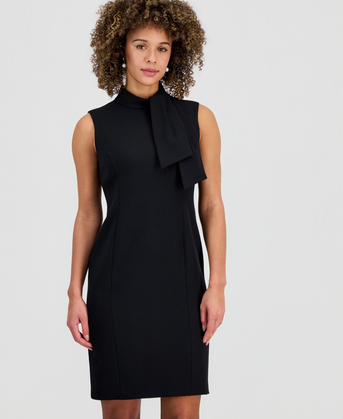 Kasper Women's Tie-Neck Sleeveless Sheath Dress