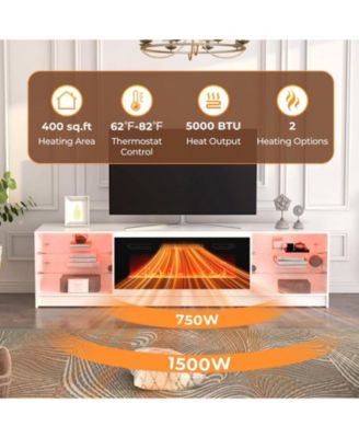 36 Inches Electric Fireplace Heater Recessed with LED Strip Lights and Remote Control